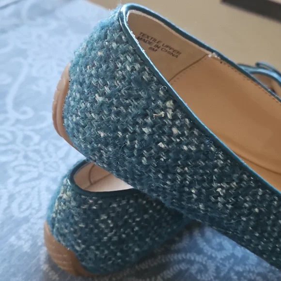 Lovely Teal Tweed Flats - Picture 4 of 5